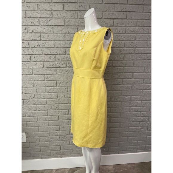 Alex Marie Yellow Sheath Dress with Beaded Neckline Size 6 - Picture 7 of 11